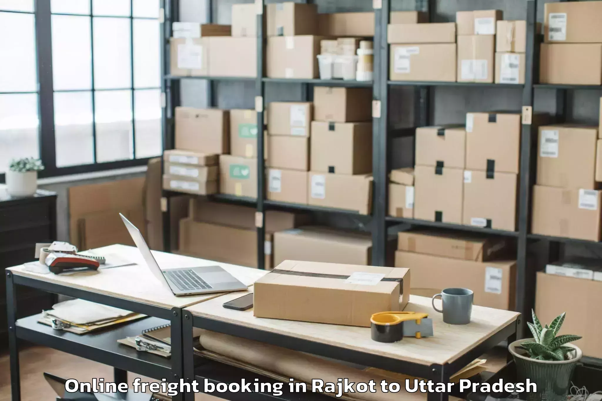 Top Rajkot to Ganj Muradabad Online Freight Booking Available